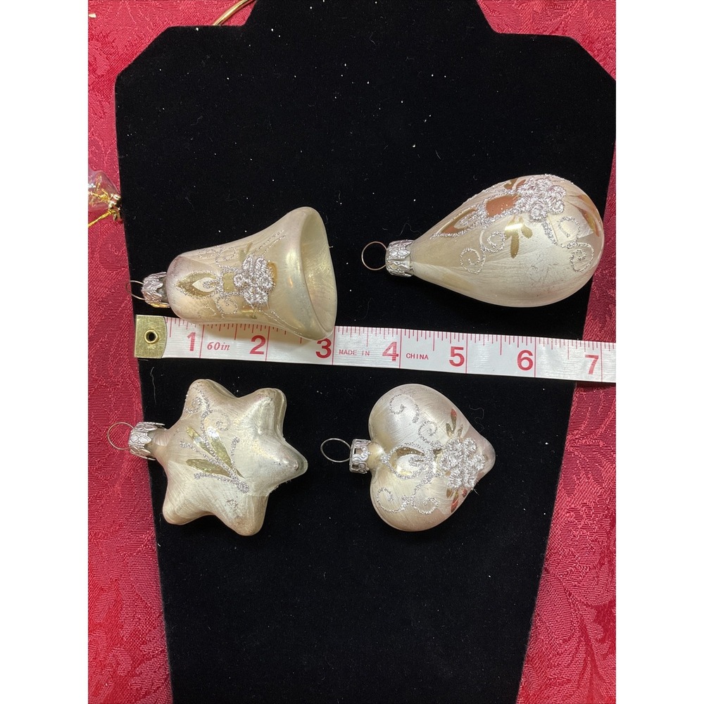 Vintage Hand Blown gold and silver candle/flower design ornaments X 4 W. Germany - Picture 11 of 11